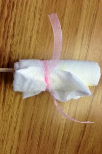 add ribbon to diaper flower