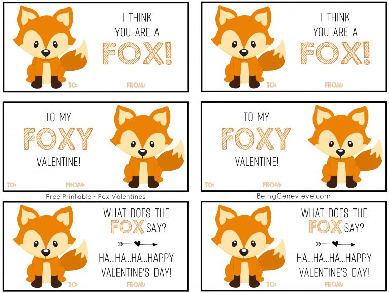 Fox Valentine Printable